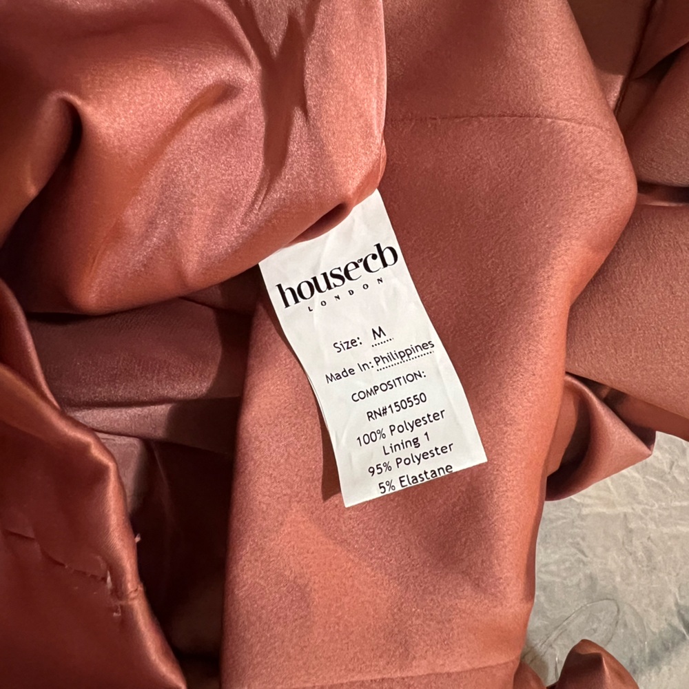 HOUSE OF CB 'Annabelle' Rose Satin Ruffle Strapless Dress - Picture 6 of 7